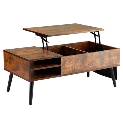 Lift Top Coffee Table 39.4 In, Storage Pockets, Brown