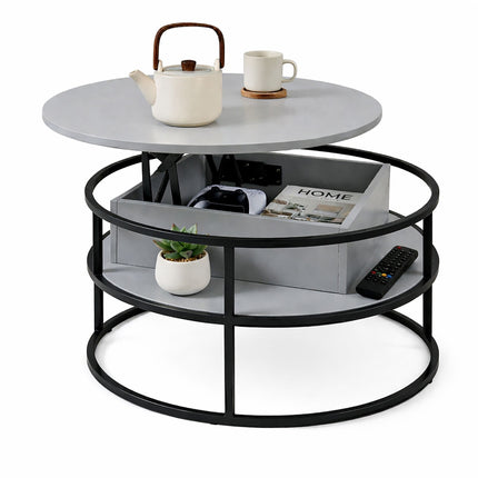Table basse relevable - Rangement dissimulé à hauteur réglable