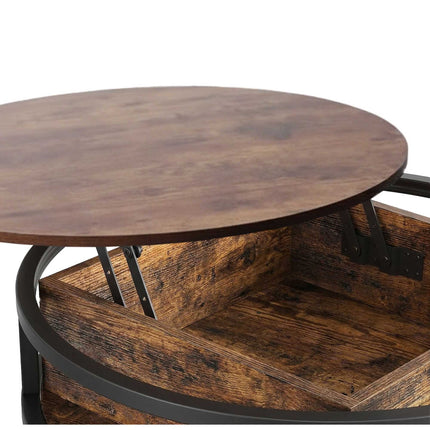 Table basse relevable, rangement réglable en hauteur