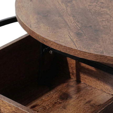Table basse relevable, rangement réglable en hauteur