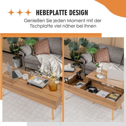 Table basse relevable avec rangement, 120 x 49 x 42 cm, marron