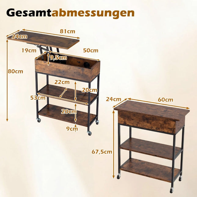 Beistelltisch mit Klappdeckel, Ladestation und Stauraum