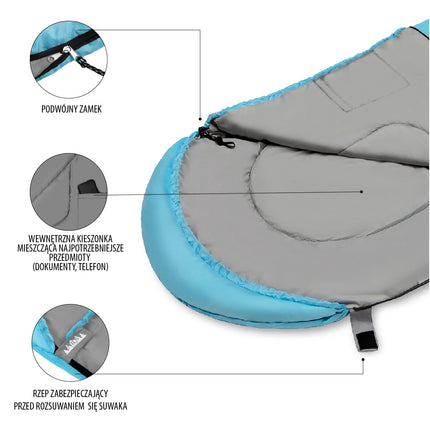 Sac de couchage bleu clair-gris, taille moyenne