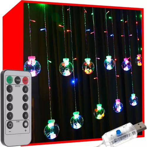 Lichtervorhang 108 LED USB mehrfarbig KŚ19734 