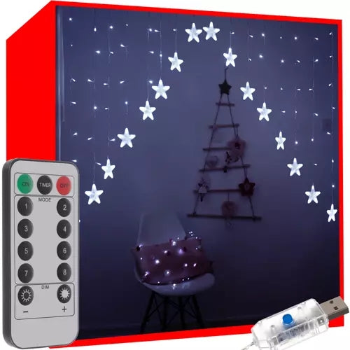 Lichtervorhang 136LED USB kaltweiß KŚ19740 