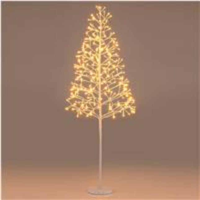 Sapin de bouleau lumineux 120 cm, 240 LED blanc chaud, socle lesté