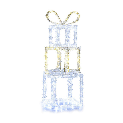 Coffret de 3 boîtes cadeaux de Noël lumineuses, LED, pour extérieur