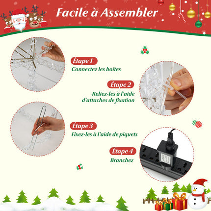 Coffret de 3 boîtes cadeaux de Noël lumineuses, LED, pour extérieur
