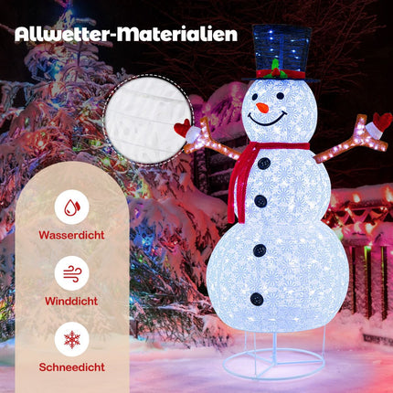 Bonhomme de neige lumineux de Noël, 1,80 m, 200 LED blanc froid