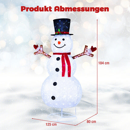 Bonhomme de neige lumineux de Noël, 1,80 m, 200 LED blanc froid