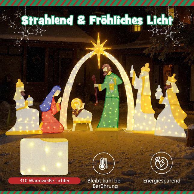 Beleuchtetes Krippenfiguren-Set, 7-teilig, 1,5 m, 310 LEDs