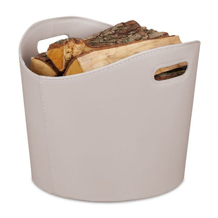 Panier en bois gris clair en simili cuir