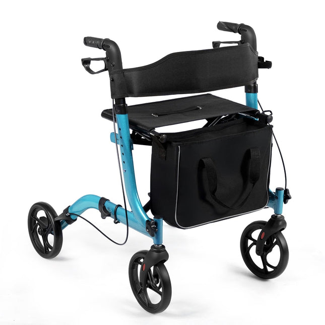 Déambulateur pliable et léger, hauteur réglable, bleu