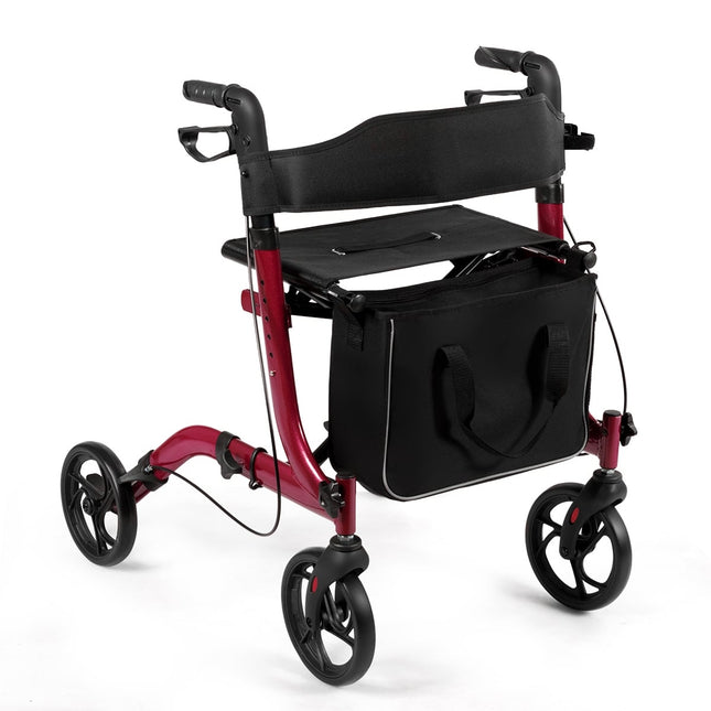 Déambulateur pliable et léger, hauteur réglable, rouge