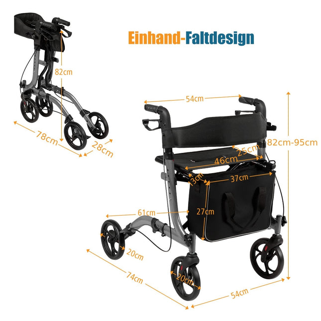 Déambulateur pliable et léger avec hauteur réglable