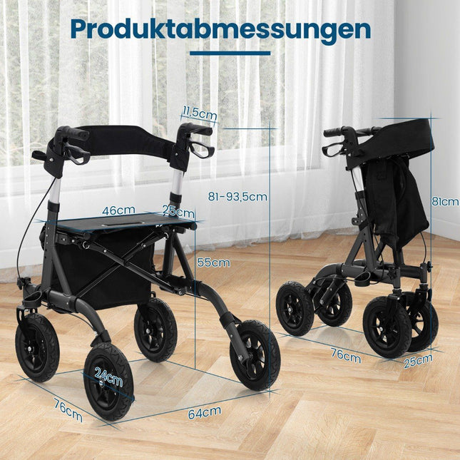 Leichter faltbarer Rollator mit Sitz, 136 kg Tragkraft