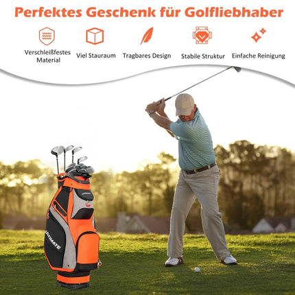 Leichte Golftasche mit 14 durchgehenden Teilern, Schwarz/Rot