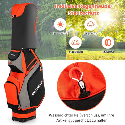 Leichte Golftasche mit 14 durchgehenden Teilern, Schwarz/Rot