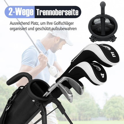 Leichtes Golf-Standbag mit 2-facher Schlägerunterteilung und Regenhaube