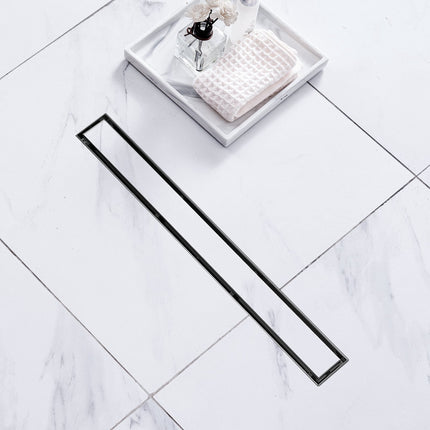Linear Shower Drain 610mm, 304 Stainless, Tile Insert, Black