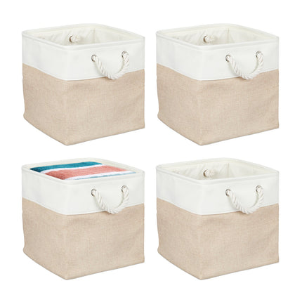 Lot de 4 paniers de rangement en lin - Organisateurs polyvalents