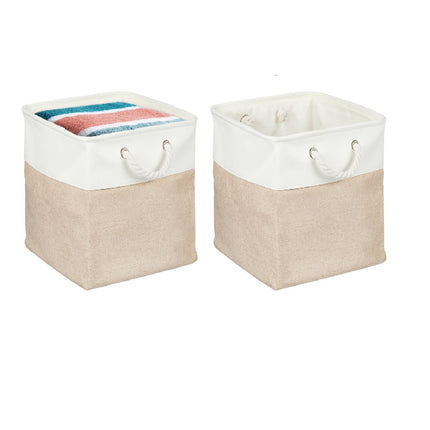 Lot de 4 paniers de rangement en lin - Organisateurs polyvalents