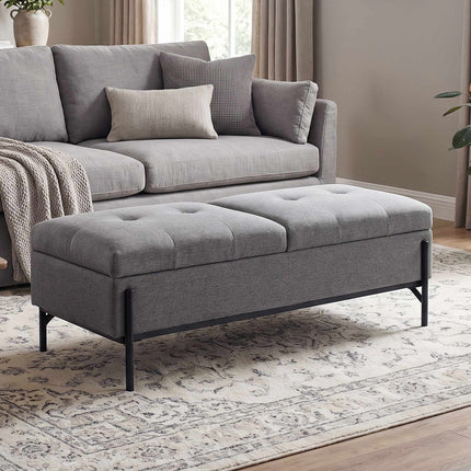 Banc de rangement pour linge avec double compartiment, 117 x 50 x 44 cm