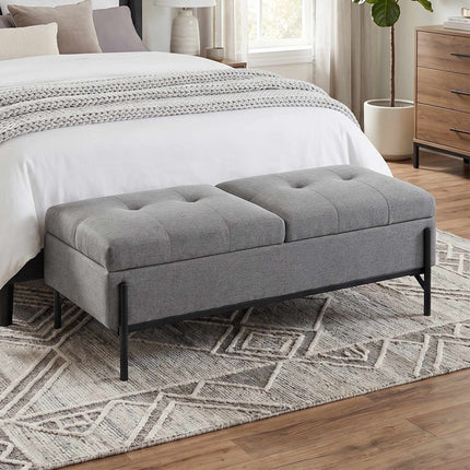 Banc de rangement pour linge avec double compartiment, 117 x 50 x 44 cm