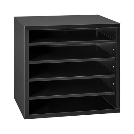 Literature Organizer, 5-Slot MDF File Sorter, Black