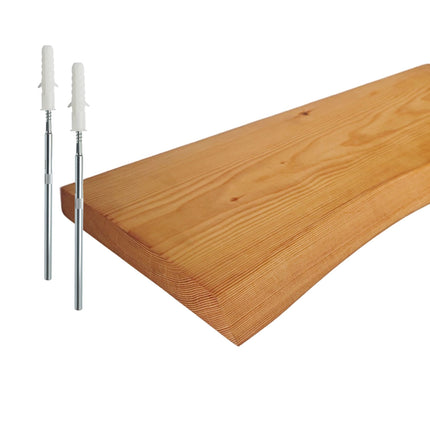 Regal aus Massivholz mit Baumkante – Rustikales, schwebendes Design
