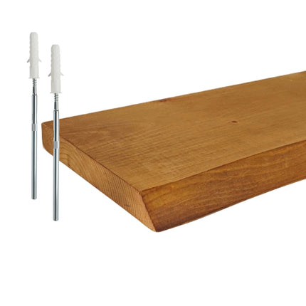 Regal aus Massivholz mit Baumkante – Rustikales, schwebendes Design