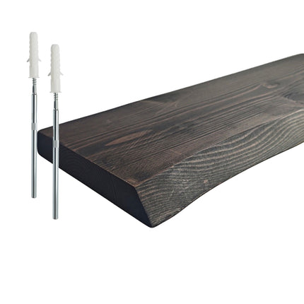 Étagère en bois massif à bords naturels - Design flottant rustique