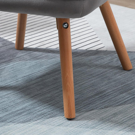 Dining chair in gray velvet with armrests - beech wood