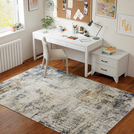 Tapis de salon, polyester, motif art moderne, lavable, gris