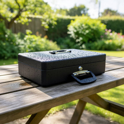 Caisse verrouillable avec insert amovible, en fer, 8 fentes pour pièces