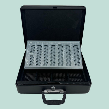 Caisse verrouillable avec insert amovible, en fer, 8 fentes pour pièces