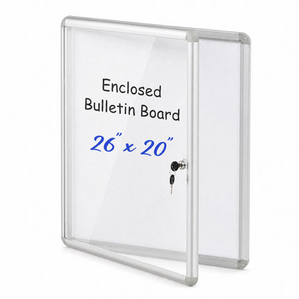 Vitrine verrouillable avec dos magnétique inscriptible, 90 x 65 cm, argent