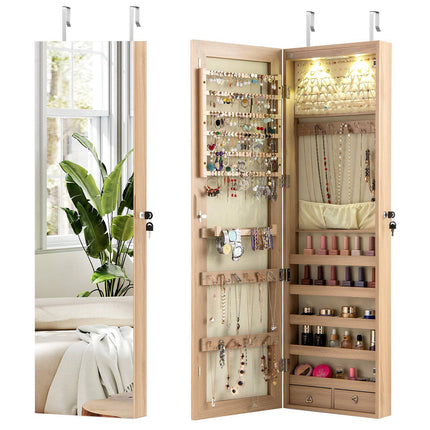 Abschließbarer Schmuckschrank mit Spiegel, LED, zur Wandmontage