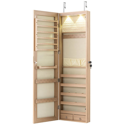Abschließbarer Schmuckschrank mit Spiegel, LED, zur Wandmontage