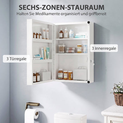Abschließbarer Medizinschrank, 6 Ablagen, Stahl, Wandmontage
