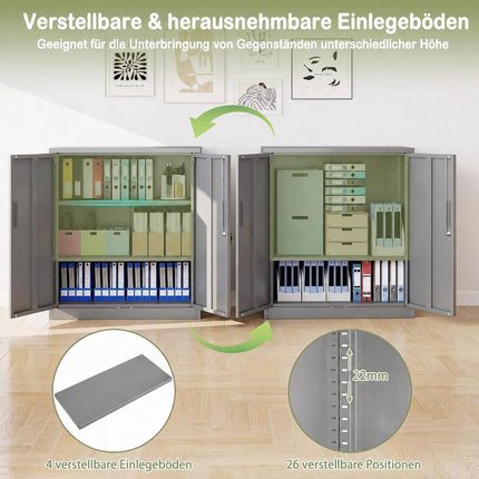 Classeur métallique verrouillable, gris, 2 étagères réglables