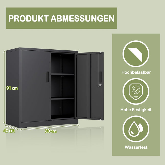 Armoire de rangement métallique verrouillable, étagères réglables, noire