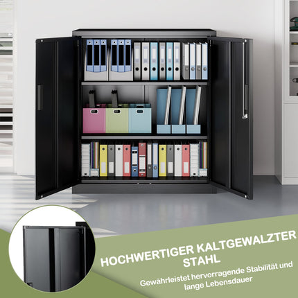 Abschließbarer Metallschrank, verstellbare Regalböden, Schwarz