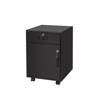 Socle mobile verrouillable avec tiroir et compartiment