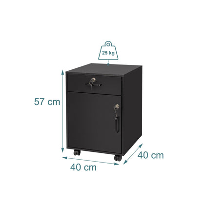 Socle mobile verrouillable avec tiroir et compartiment