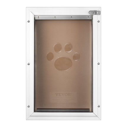 Lockable Pet Door, 8.27 x 11.93 in Aluminum Frame, Magnetic Flap, White