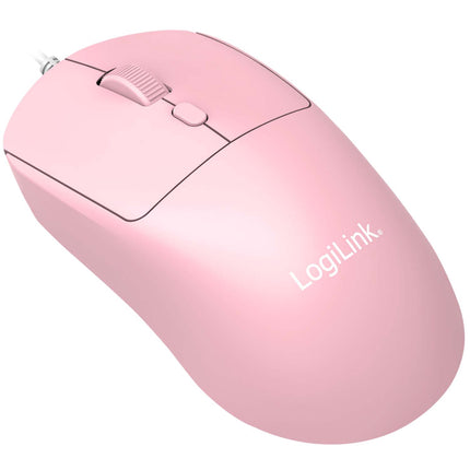 LogiLink Kinder-USB-Maus mit 3 Tasten und einstellbarer DPI-Auflösung, Pink