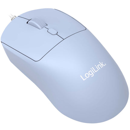 LogiLink Optische Kinder-USB-Maus mit 1200–2400 DPI, Blau, USB-A, 150 cm Kabel