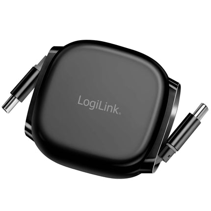 LogiLink Einziehbares USB-C-Kabel, 1 m, 60 W Schnellladung, Schwarz