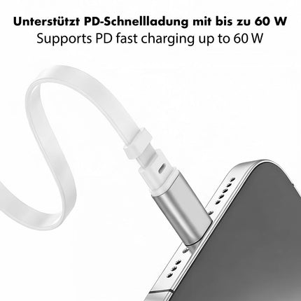 LogiLink Einziehbares USB-C-Kabel, 1 m, 60 W Schnellladung, Weiß